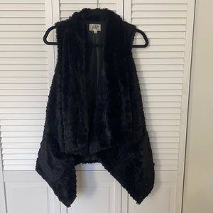 Black faux fur vest